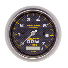 AutoMeter 3-3/8" IN-Dash Tachometer with Hour Meter, 0-7,000 RPM, Marine Carbon Fiber