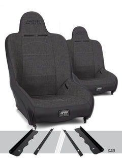 PRP Premier High Back Suspension Seats Kit for 95-01 Jeep Cherokee XJ (Pair) - Gray