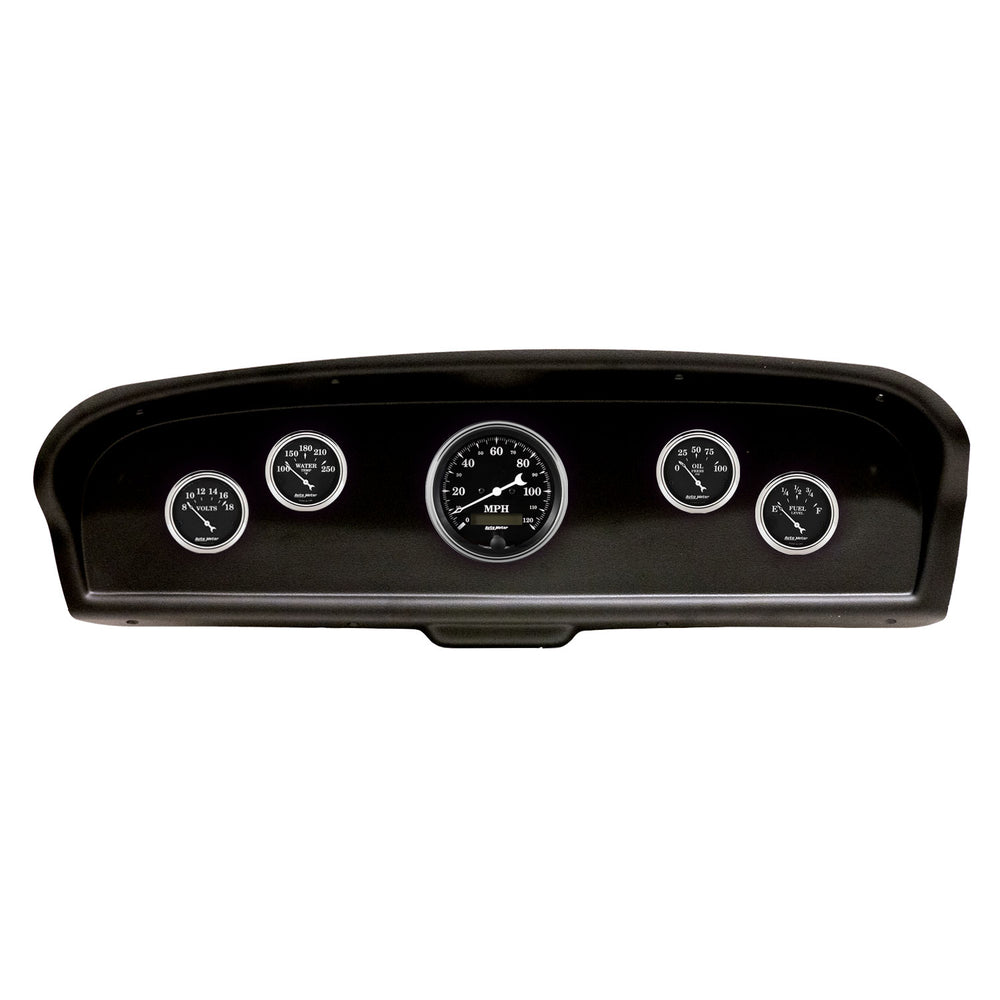 AutoMeter 5 Gauge Direct-Fit Dash Kit, Ford Truck 61-66, Old Tyme Black (2105-07)