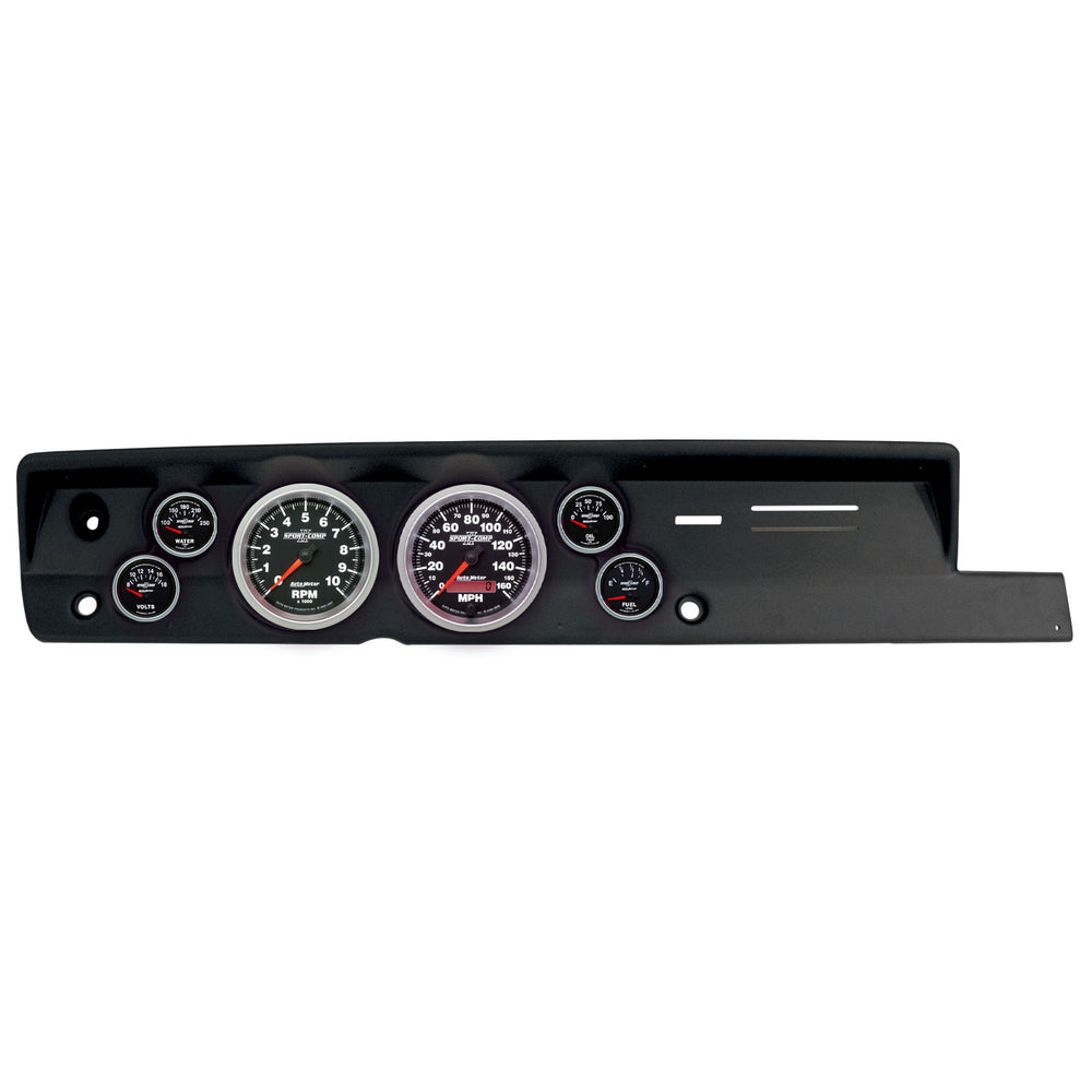 AutoMeter 6 Gauge Direct-Fit Dash Kit, Plymouth Cuda 67-69, Sport-Comp II (2118-12)