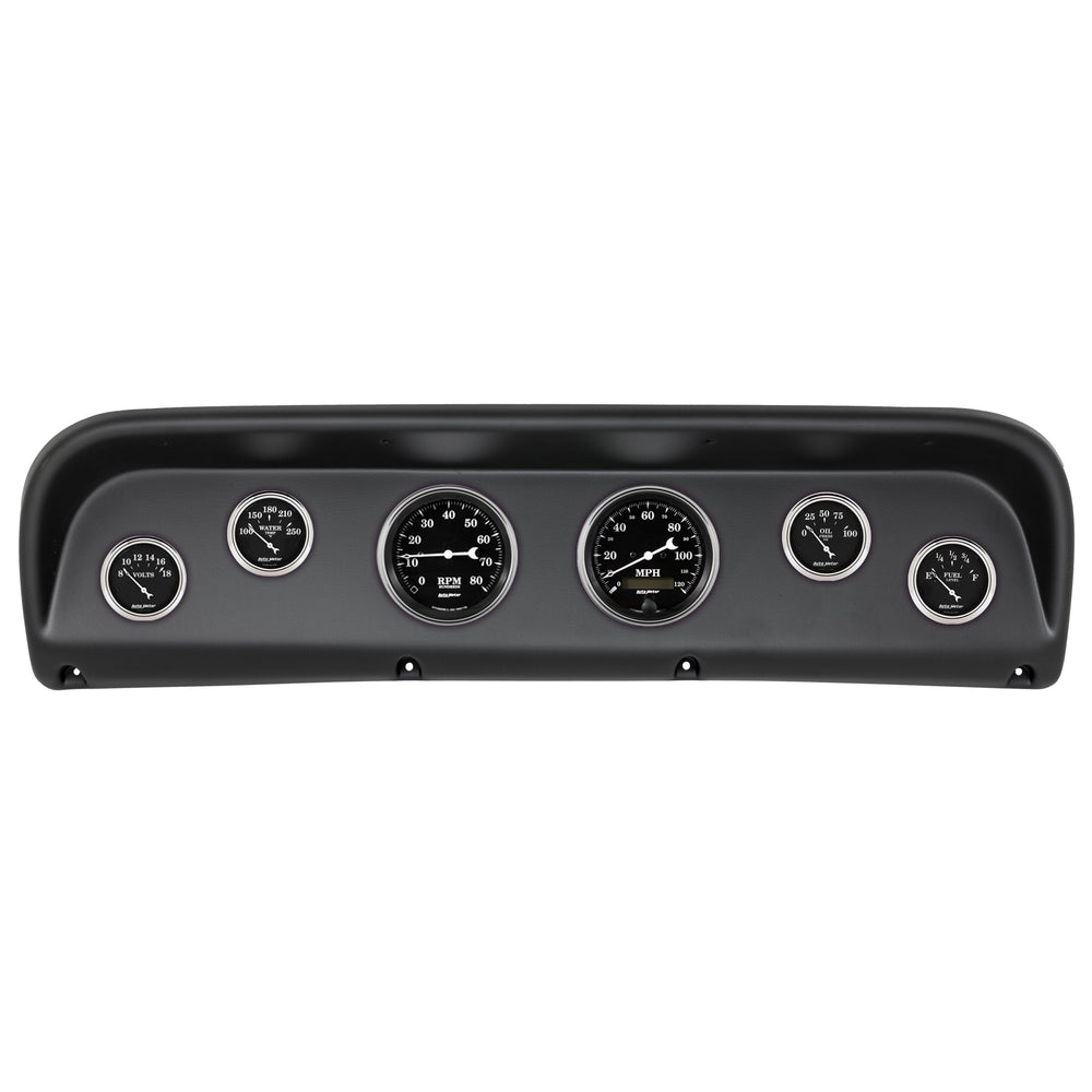 AutoMeter 6 Gauge Direct-Fit Dash Kit, Ford Truck 67-72, Old Tyme Black (2145-07)