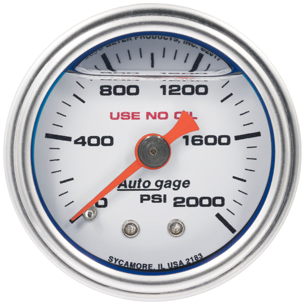 AutoMeter 1-1/2" Pressure, 0-2,000 PSI, White
