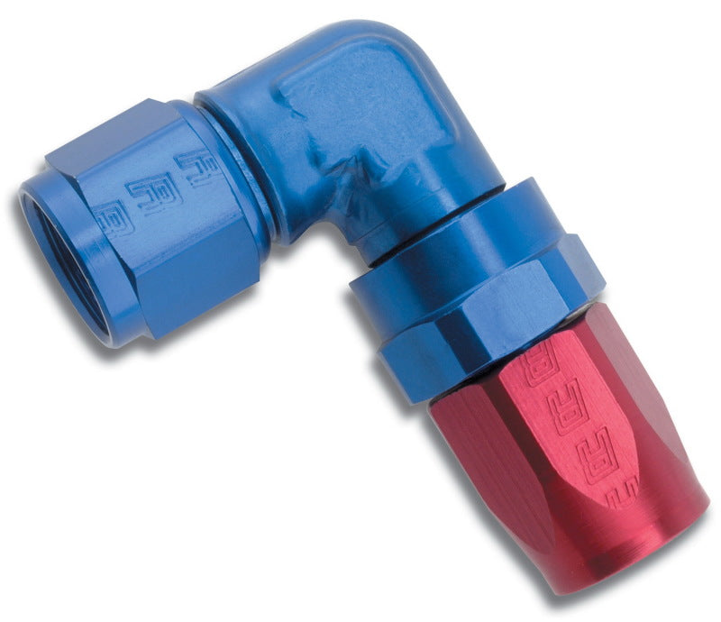 Russell Performance Embout de tuyau pivotant -6 AN rouge/bleu en aluminium forgé 90 degrés