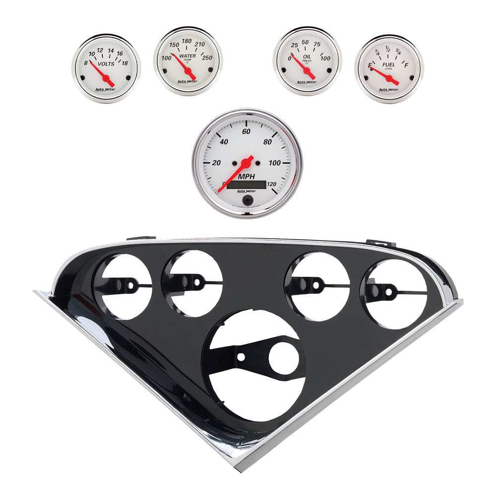 AutoMeter 5 Gauge Direct-Fit Dash Kit, Chevy 55-56, Artic White