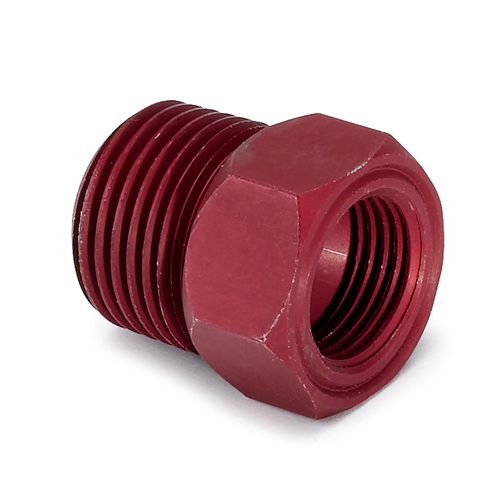 AutoMeter Fitting, Adapter, 1/2-1/16" NPT Male, Aluminum, Red, for Mech. Temp. Gauge