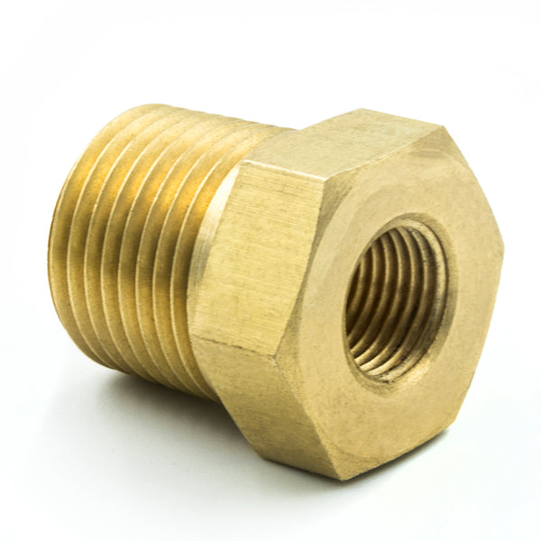 AutoMeter Fitting, Adapter, 3/8" NPT Male, 1/8" NPT Female, Brass
