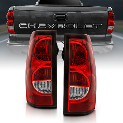 ANZO Feu arrière à lentille rouge/transparente avec garniture noire 2004-2007 Chevy Silverado (remplacement d'origine)