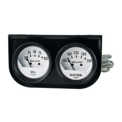 AutoMeter Gauge Console, Oilp/Wtmp, 2-1/16", 100 PSI/280 F, Wht Dial, Blk Bzl, Autogage