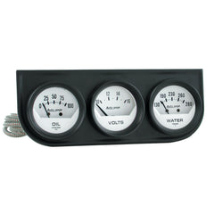 AutoMeter Gauge Console, Oilp/Wtmp/Volt, 2-1/16", 100 PSI/280 F/16V, Wht Dial, Blk Bzl,AG