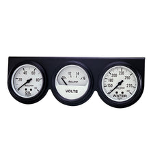 AutoMeter Gauge Console, Oilp/Wtmp/Volt, 2-5/8", 100 PSI/280 F/16V, Wht Dial, Blk Bzl, AG