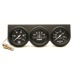AutoMeter Gauge Console, Oilp/Wtmp/Amp, 2-5/8", 100 PSI/280 F/60A, Blk Dial, Blk Bzl, AG