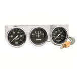 GAUGE CONSOLE, OILP/WTMP/AMP, 2-5/8", 100 PSI/280 F/60A, BLK DIAL, CHROME BZL
