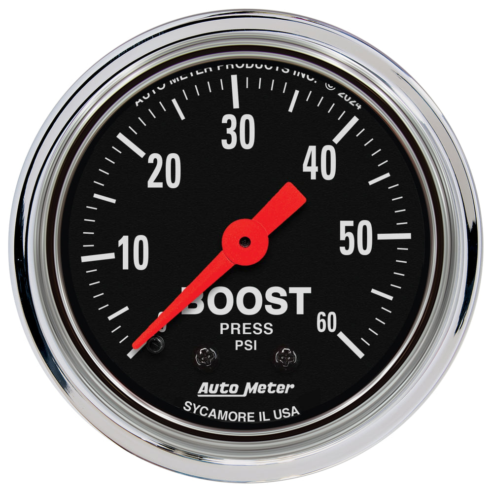 AutoMeter 2-1/16" Boost, 0-60 PSI, Traditional Chrome