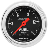 2-1/16" FUEL PRESSURE, 0-15 PSI, TRADITIONAL CHROME