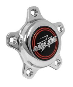 Race Star Capuchon d'écrous de roue pour 5 écrous haut en plastique chrome (médaillon et vis inclus)