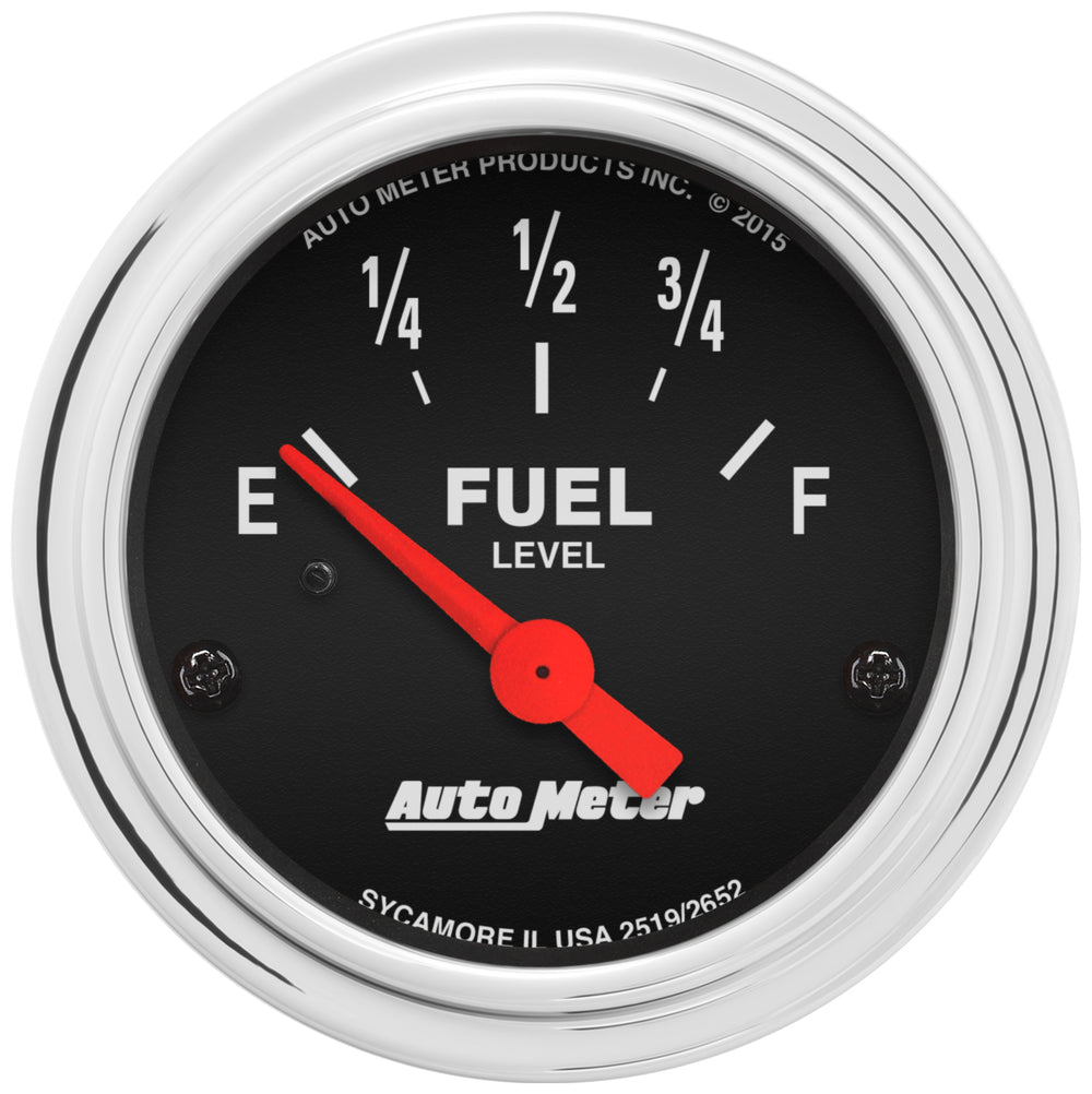 AutoMeter 2-1/16" Fuel Level, 73-10 Ohm Linear, Traditional Chrome