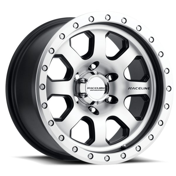 Raceline 929M Avenger 17x9in / 5x139.7 BP / -12mm Offset / 107.95mm Bore - Black & Machined Wheel