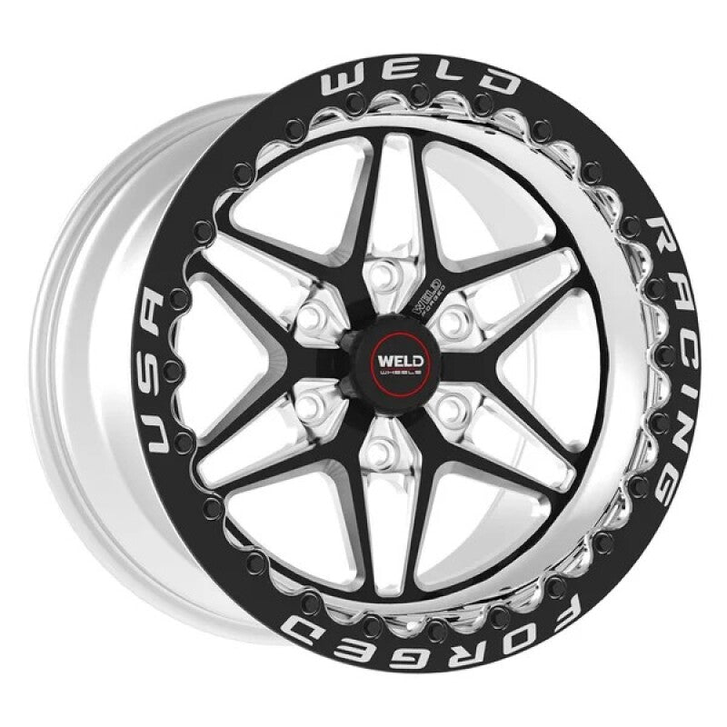 Weld Roue S81 17x10 / 5x4.75 / espacement arrière 7.2 po (déport 43mm), diamètre intérieur 3.18 (plateau de montage haut), verrou de talon simple - noir