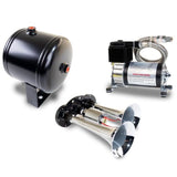 Universal Black Dual Air Horn Kit - 130 PSI Waterproof Compressor - 0.5 Gal Tank