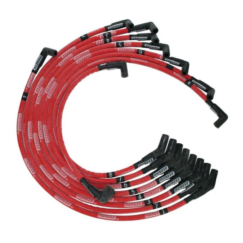 Moroso Jeu de fils de bougies Ultra gainé Ford 351C/390/429/460, HEI, embouts à 135 degrés - rouge