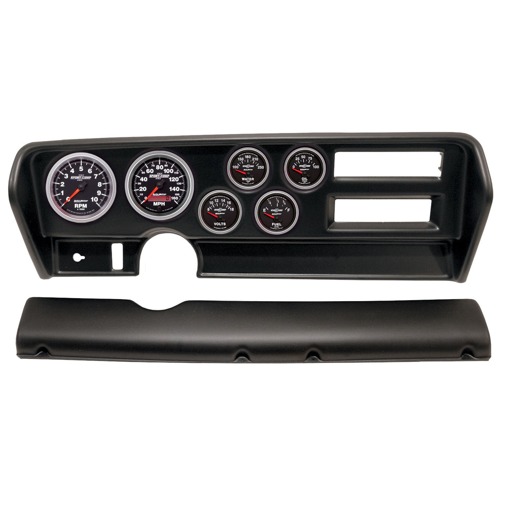 AutoMeter 6 Gauge Direct-Fit Dash Kit, Pontiac Gto AC 70-72, Sport-Comp II
