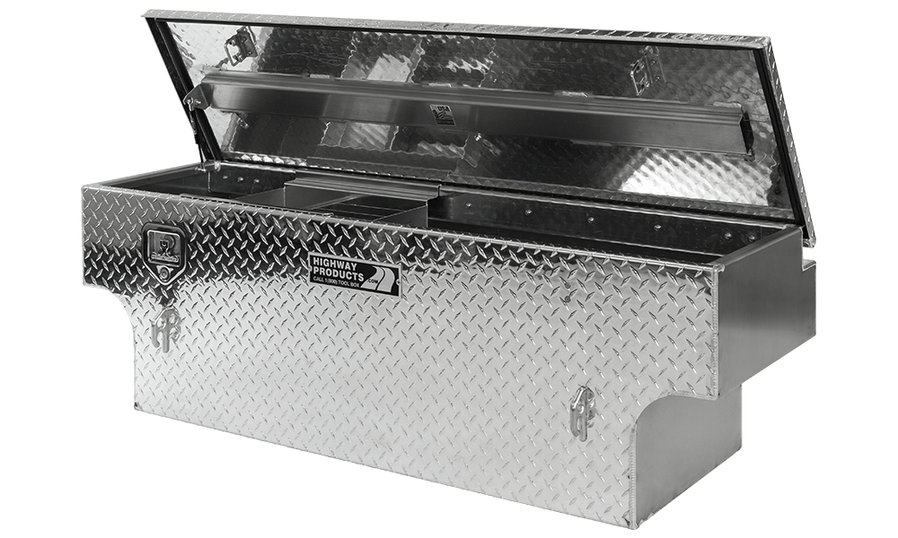 Highway Product 60 X 19.5 X 21 5TH Wheel Tool Box with Diamond Plate Lid, Diamond Plate Base - 3022-004