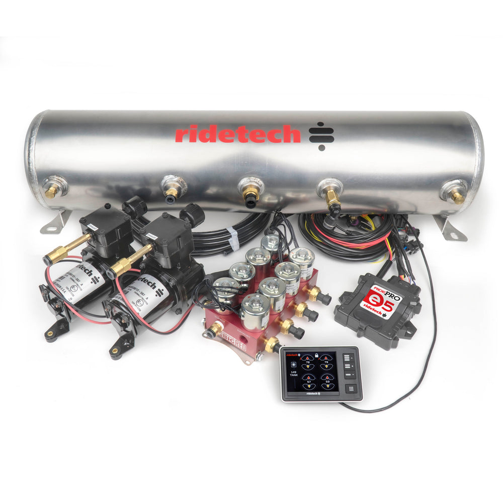 Ridetech Suspension Ridepro E5 Air Ride Suspension Control Sys 5Gal Dual Compress Hi Flow Bigred