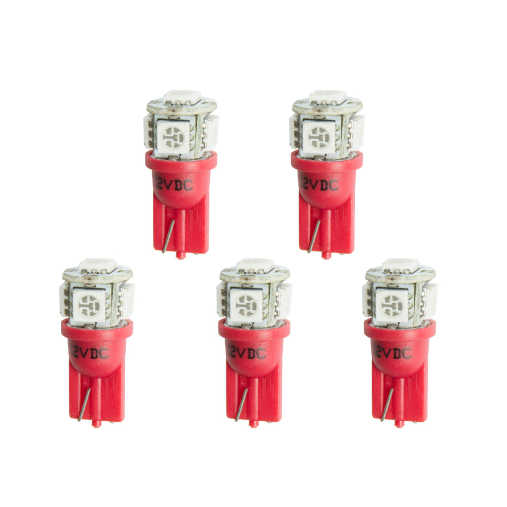 AutoMeter LED Bulb, Replacement, T3 Wedge, Red, 5 Pack