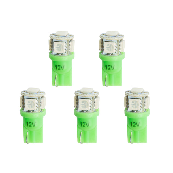 AutoMeter LED Bulb, Replacement, T3 Wedge, Green, 5 Pack
