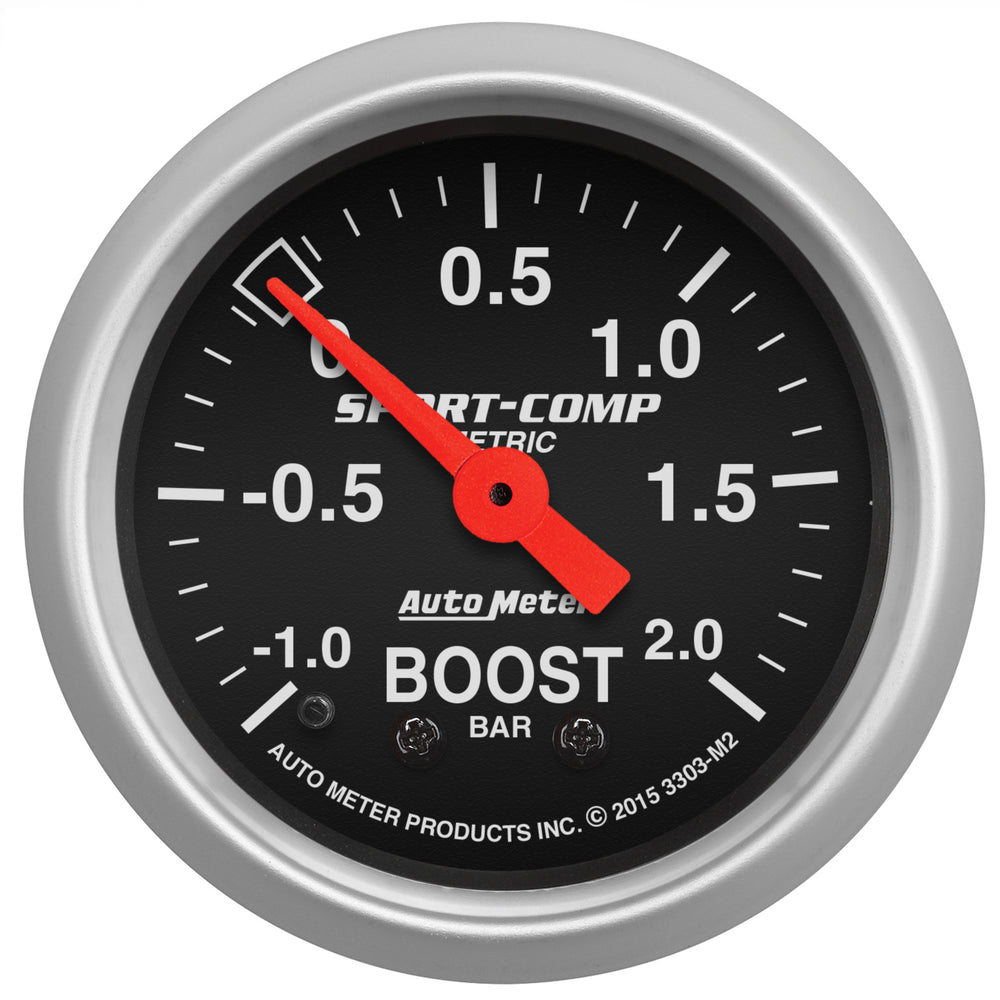 AutoMeter Gauge, Vac/Boost, 2 1/16", -1 - +2 Bar, Mechanical, Sport-Comp