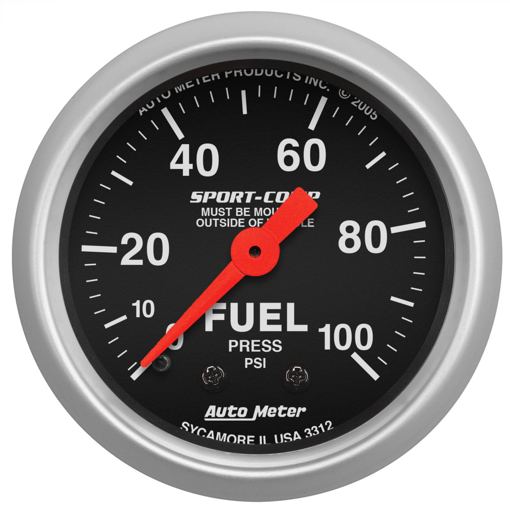 AutoMeter 2-1/16" Fuel Pressure, 0-100 PSI, Sport-Comp — Red
