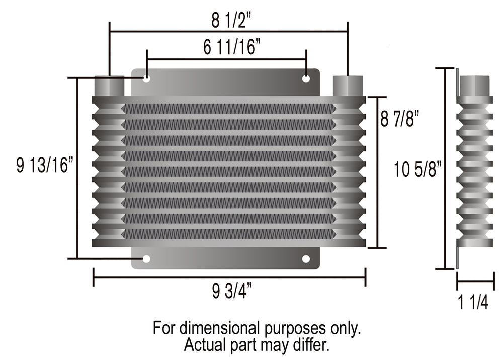 Derale 17 Row Series 9000 Plate & Fin Cooler, 1/2" NPT