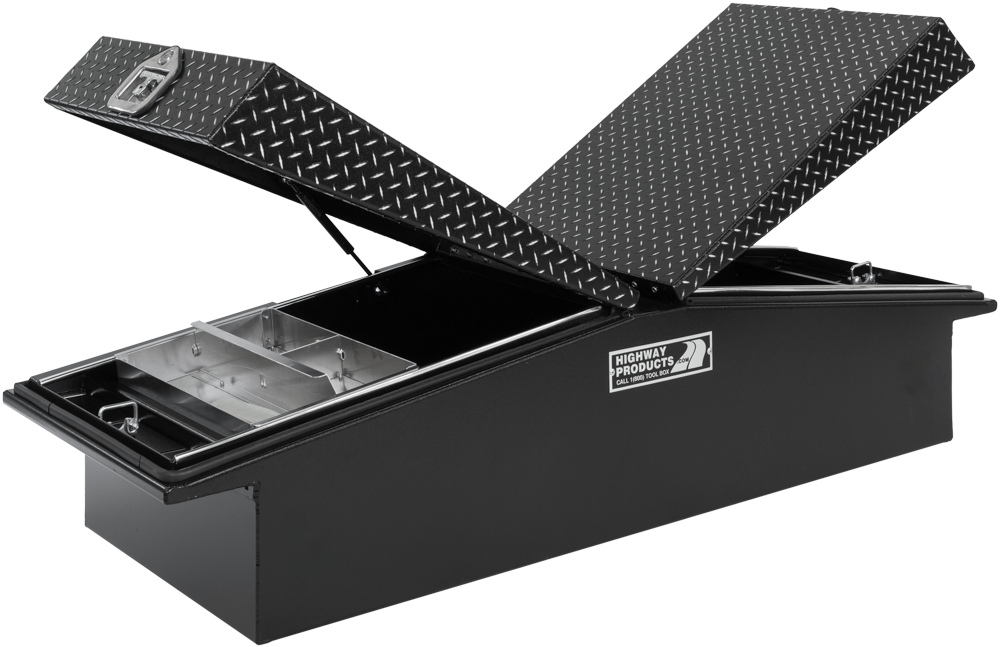 Highway Product 71 X 16 X 23 Gull Wing Tool Box with Smooth Black Base, Leopard Lid, NO Boweyes - 3412-005-BK62S