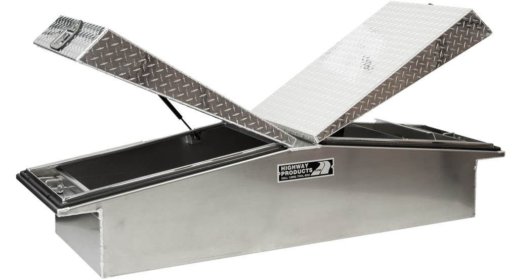 Highway Product 71 X 16 X 23 Gull Wing Tool Box with Smooth Aluminum Base, Diamond Plate Lid - 3412-005
