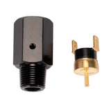 190° F Inline thermal switch. 3/8" NPT Black Anodized.