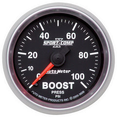 AutoMeter 2-1/16" Boost, 0-100 PSI, Sport-Comp II