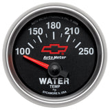 GAUGE, WATER TEMP, 2 1/16", 100-250?F, ELECTRIC, CHEVY RED BOWTIE, BLACK