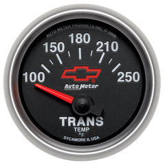 AutoMeter Gauge, Transmission Temp, 2 1/16", 100-250°F, Electric, Chevy Red Bowtie, Black