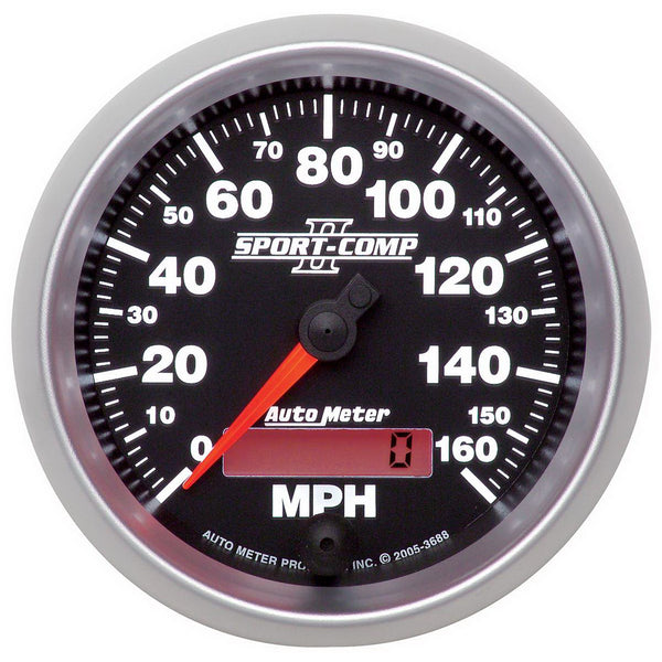 AutoMeter 3-3/8" Speedometer, 0-160 MPH, Sport-Comp II — White (3688)