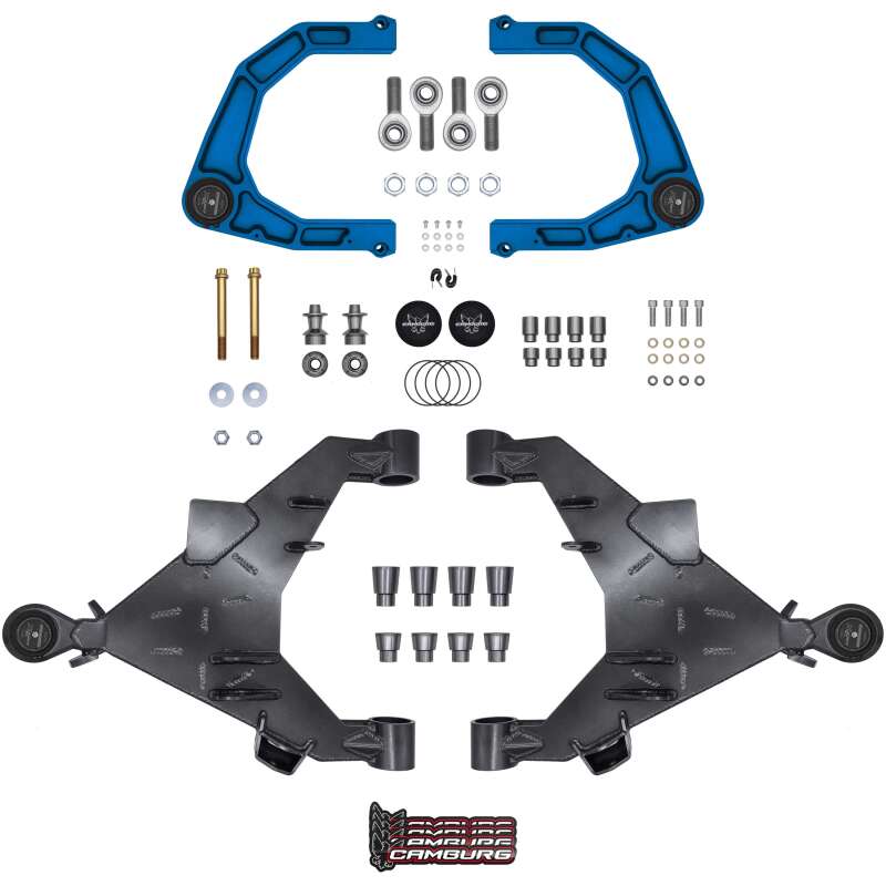 Camburg Ensemble long débattement KINETIK Uniball Trail Series avec bras de suspension supérieurs en billette 22-25 Toyota Tundra 2WD/4WD - bleu