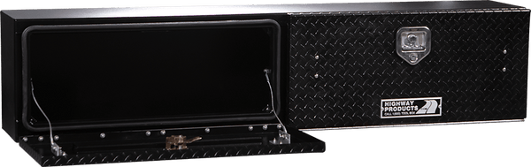 Highway Product 90 X 16 X 13 High Side Tool Box with Black Diamond Plate Door, Smooth Black Base - 3813-015-BK62