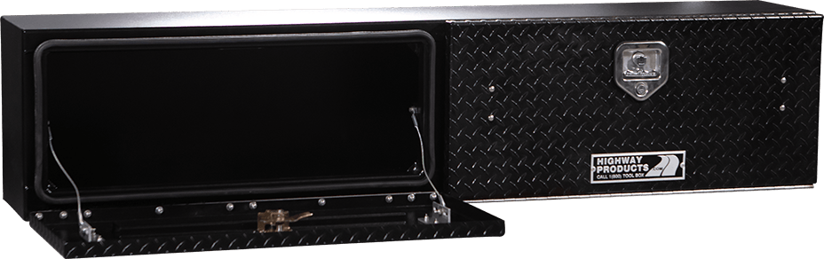 Highway Product 96 X 16 X 13 High Side Tool Box with Black Diamond Plate Door, Smooth Black Base - 3813-019-BK62