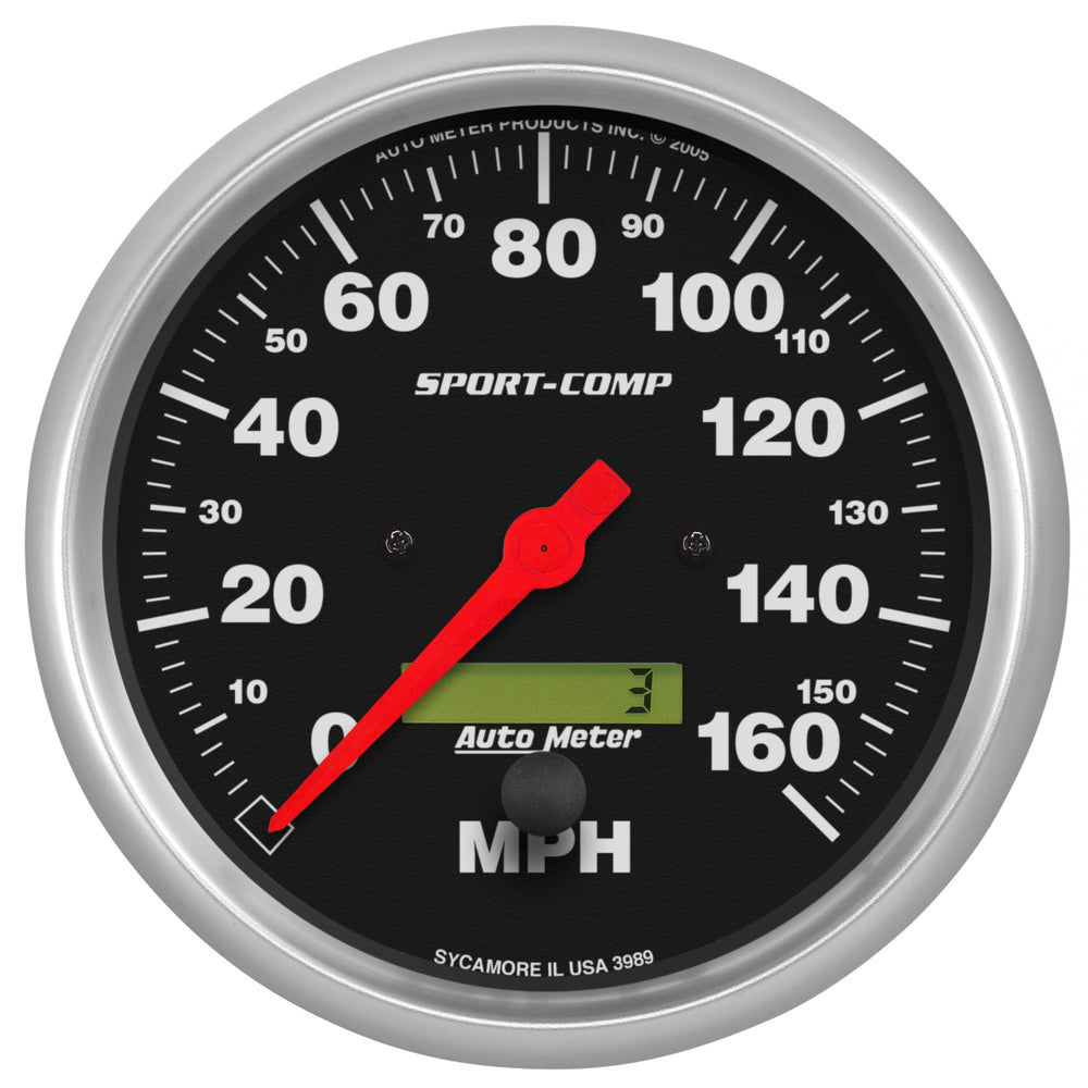 AutoMeter 5" Speedometer, 0-160 MPH, Sport-Comp — Red (3989)