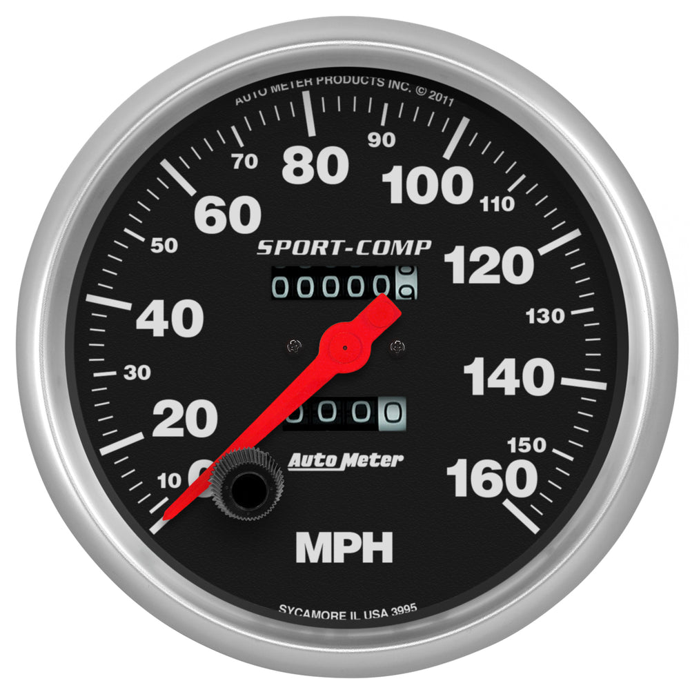 AutoMeter 5" Speedometer, 0-160 MPH, Sport-Comp — Red (3995)