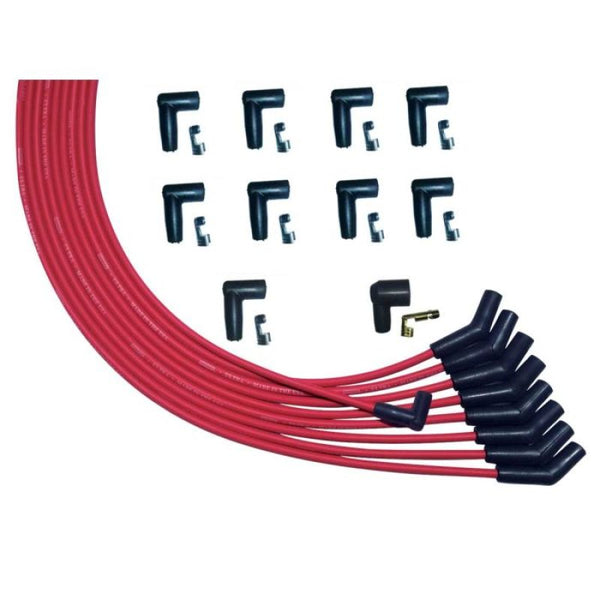 Moroso Jeu de fils de bougies Ultra V8, capuchons de bougie à 135 degrés, HEI - rouge