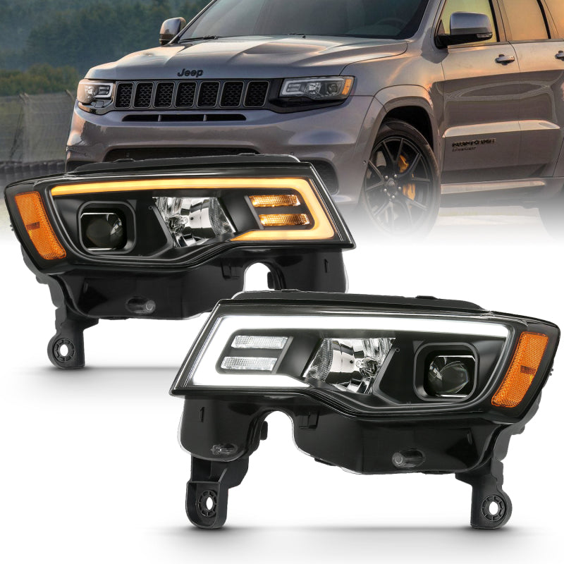 ANZO Phares à projecteur avec Switchback style Plank 2017-2018 Jeep Grand Cherokee - noir avec ambre