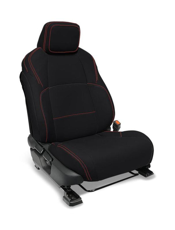 PRP 2024 Toyota Tacoma Front Seat Covers - Black with Red Stitch (Pair)