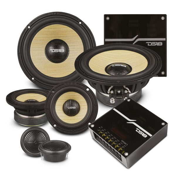 DS18 Dlx Quality 6.5in + 3.5in + 2in 3-Way 150 Watts RMS 4 ohm Yellow Straw + Composite Foam Cone