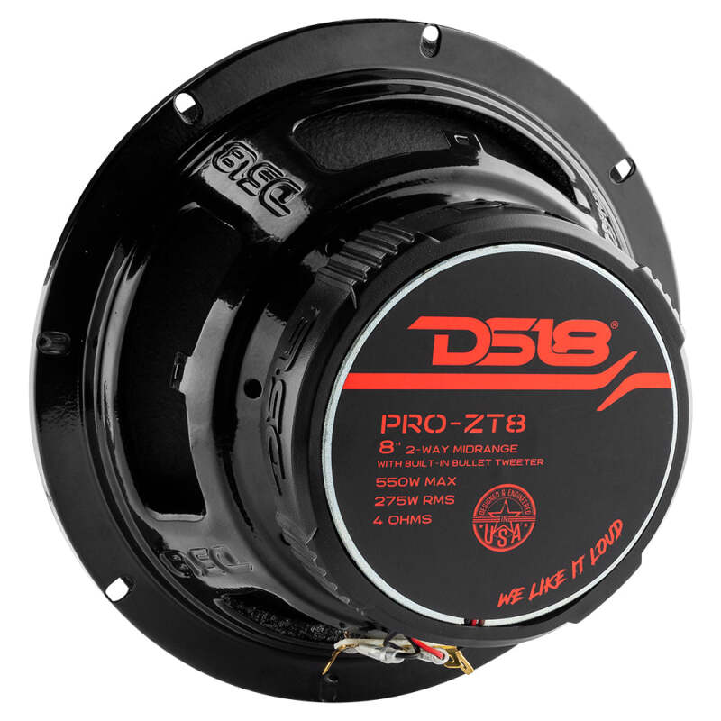 DS18 8in Coaxial Loudspeaker 275 Watts RMS 4 ohm Mid-Range Water Resistant Cone