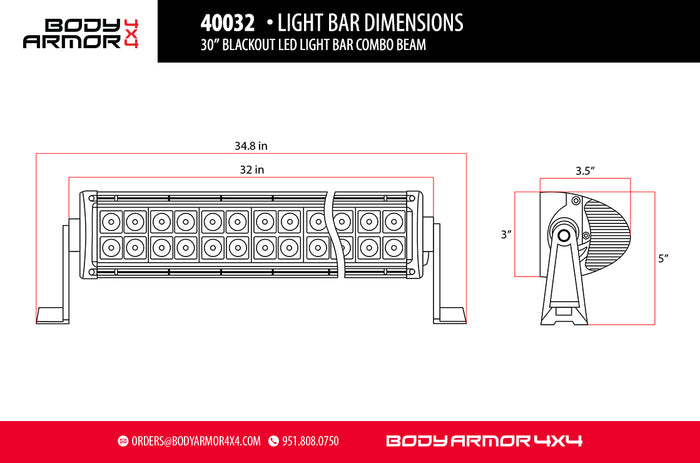 Body Armor 4x4 LED Light Bar — Black (40022)